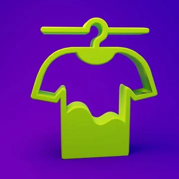 Green Drying clothes icon isolated on purple-blue background. Clean shirt. .. Stock Illustration