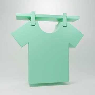Green Drying clothes icon isolated on grey background. Clean shirt. Wash cl.. Stock Illustration