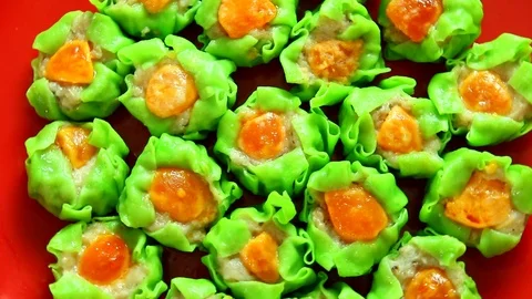 Green dumpling   in plate , in studio Chiangmai Thailand Stock Footage 106428963