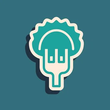 Green Dumplings on fork icon isolated on green background. Pierogi, varenyky Stock Illustration