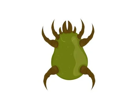 Green dust mite vector illustration. Microscopic dangerous insect Stock Illustration
