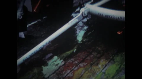 Green dye maker on deck of USS Wasp Stock Footage 37596824