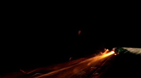 Green Dynamite Fuse burning on black Stock Footage 36645474