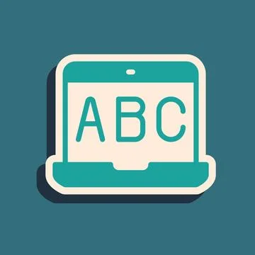 Green E-learning of different foreign languages icon isolated on green 스톡 일러스트