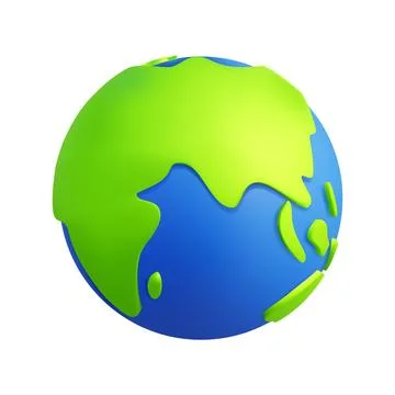 Green earth. 3d cartoon render isolated element. Communication technology s.. Stock Illustration