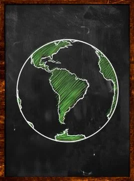 Green Earth on Blackboard Stock Illustration