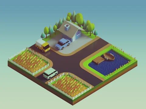 Green earth concept in isometric view Stock Illustration