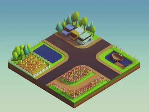 Green earth concept in isometric view Stock Illustration