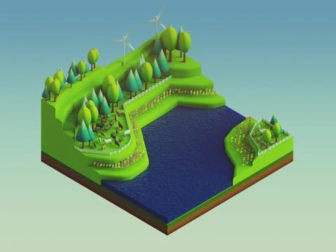 Green earth concept in isometric view Stock Illustration