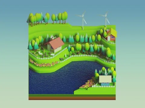 Green earth concept in isometric view Stock Illustration