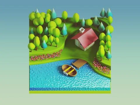 Green earth concept in isometric view Stock Illustration