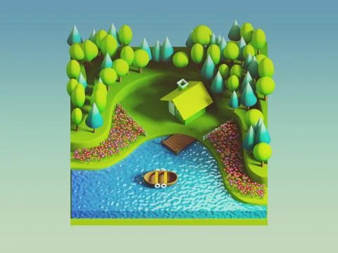 Green earth concept in isometric view Stock Illustration