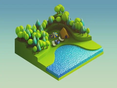 Green earth concept in isometric view Stock Illustration
