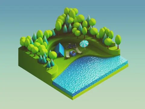 Green earth concept in isometric view Stock Illustration