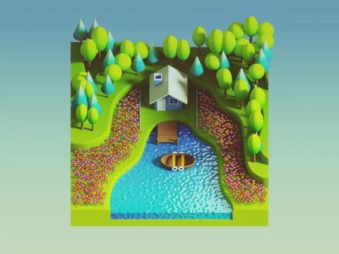 Green earth concept in isometric view Stock Illustration
