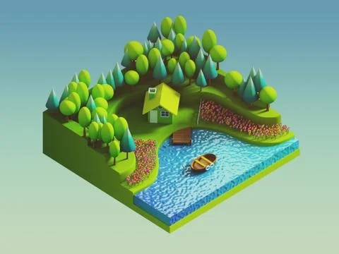Green earth concept in isometric view Stock Illustration