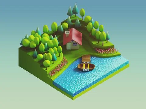 Green earth concept in isometric view Stock Illustration