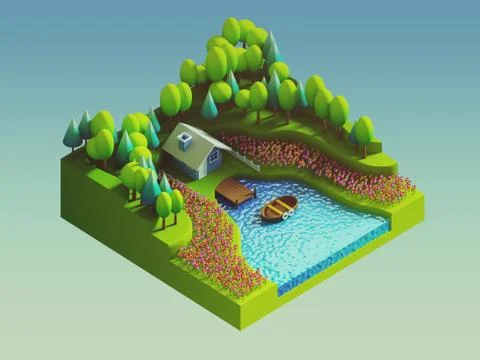Green earth concept in isometric view Stock Illustration
