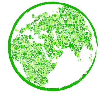 Green earth with ecological elements Stock Illustration