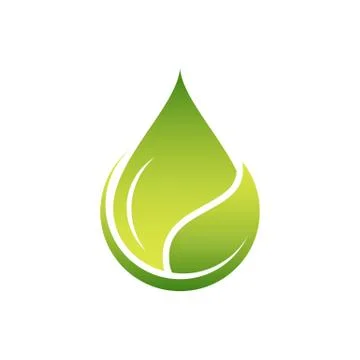 Green earth ecological environment concept with water drop and leaves like,ve Stock Illustration
