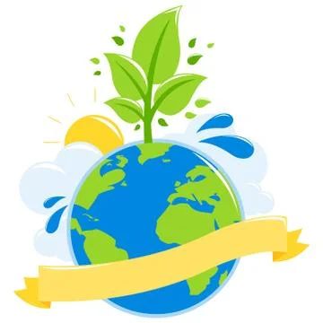 Green earth ecology concept. Vector illustration Stock Illustration