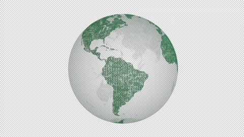 Green Earth Globe With Binary Code Texture Rotates on its Axis Vidéo 154273742