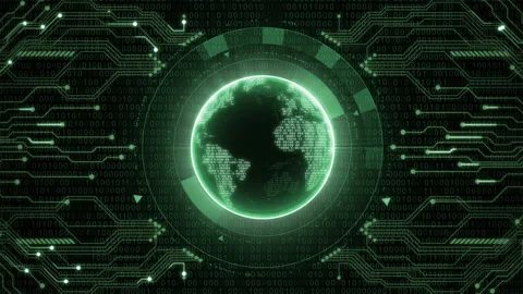 Green Earth Globe HUD Animation Loop Background Stock Footage 150701251