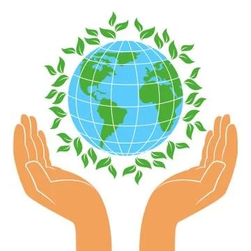Green Earth in human hands Stock Illustration