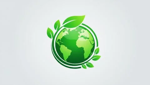 Green earth with leaf symbolizing environmental protection Stock Illustration