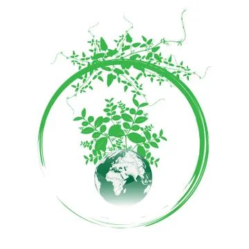 Green earth with leaves Stock Illustration
