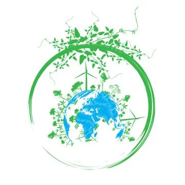 Green earth with   reduce co2 Stock Illustration