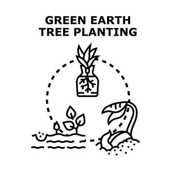 Green earth tree planting developing growth concept Stock Illustration
