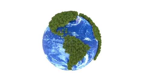 Green Earth on a white background Stock Footage 156553876