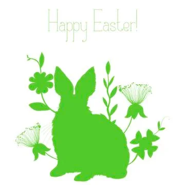 Green easter background, with easter bunny Stock Illustration