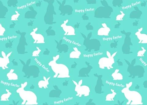 Green Easter background with white and green bunnies Stock Illustration