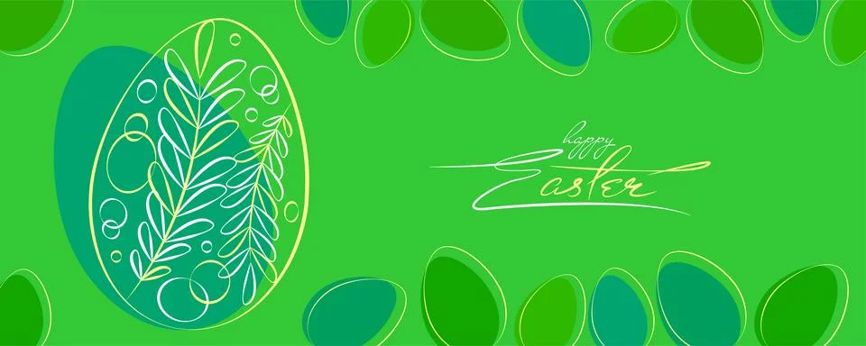 Green Easter banner with eggs Illustrazione stock