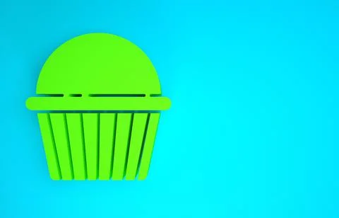 Green Easter cake icon isolated on blue background. Happy Easter. Minimalism  Stock Illustration