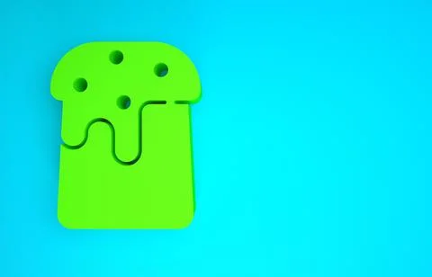Green Easter cake icon isolated on blue background. Happy Easter. Minimalism  Stock Illustration