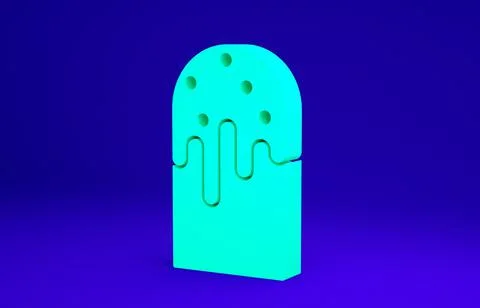 Green Easter cake icon isolated on blue background. Happy Easter. Minimalism  Stock Illustration