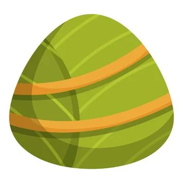 Green easter egg decorated with orange stripes representing spring holidays Stock Illustration