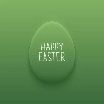 Green Easter egg with Happy Easter text on minimal green background Stock Illustration