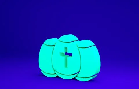 Green Easter egg icon isolated on blue background. Happy Easter. Minimalism c Stock Illustration