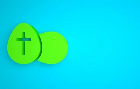Green Easter egg icon isolated on blue background. Happy Easter. Minimalism Stock Illustration