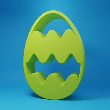 Green Easter egg icon isolated on blue background. Happy Easter. Minimalism.. Stock Illustration