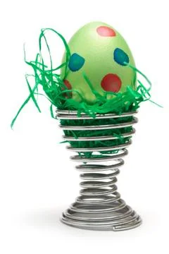 Green Easter Egg Isolated on a White Background Foto stock