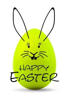 A green easter egg with a rabbit face 3d illustration of a green easter eg... Stock Photos