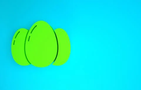 Green Easter eggs icon isolated on blue background. Happy Easter. Minimalism  Stock Illustration