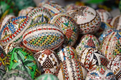 Green Easter eggs used as decorations Stock Photos