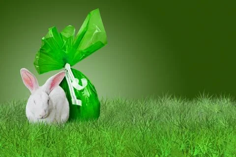 Green Easter on grass Stock Photos
