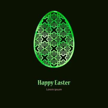Green easter openwork egg with inscription Happy Easter. Stock Illustration
